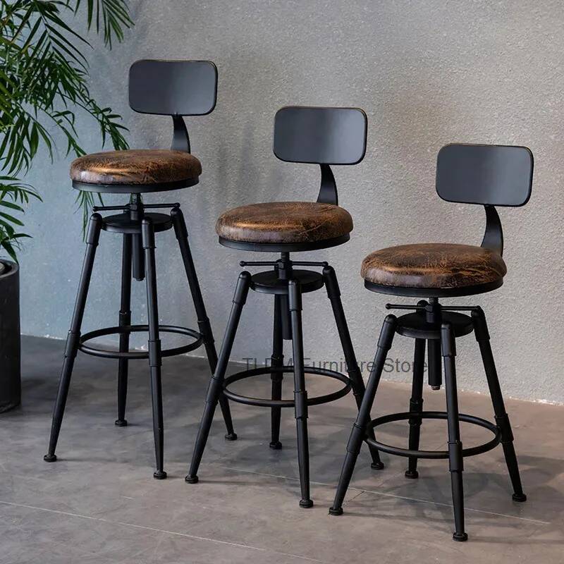 Home Bar Seating - Ретро-барный стул из железа, вращающийся, с